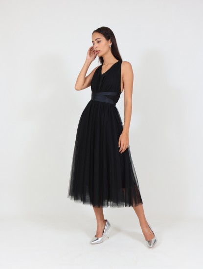 Платье-миди с открытой спиной "Балерина" (Черный)  